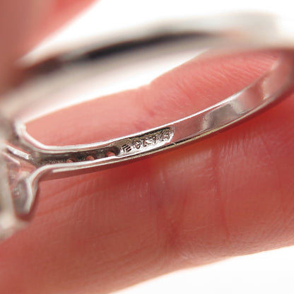 925 Sterling Silver Real Black Spinel & C Z Ring Size 7