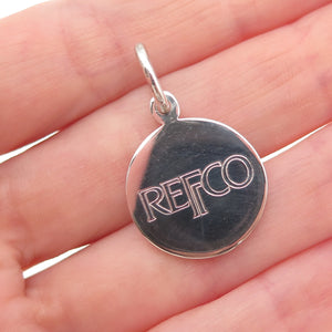 Tiffany & Co. 925 Sterling Silver Vintage Refco Logo Round Tag Charm Pendant