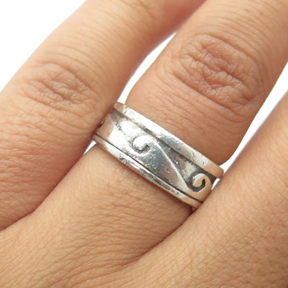 925 Sterling Silver Vintage Sea Waves Band Ring Size 6.25