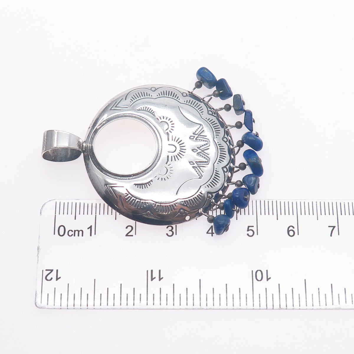 Quoc Turquoise Old Pawn Sterling Silver Vintage Lapis Pendant (missing stone)