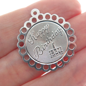 TOWN & COUTRY 925 Sterling Silver Vintage "Happy Birthday" Cake Pendant