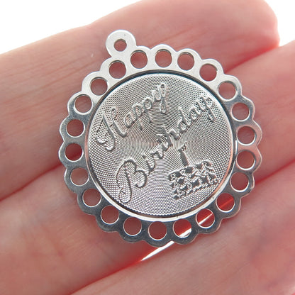TOWN & COUTRY 925 Sterling Silver Vintage "Happy Birthday" Cake Pendant