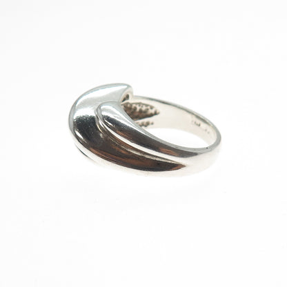 925 Sterling Silver Vintage Modernist Bypass Ring Size 6
