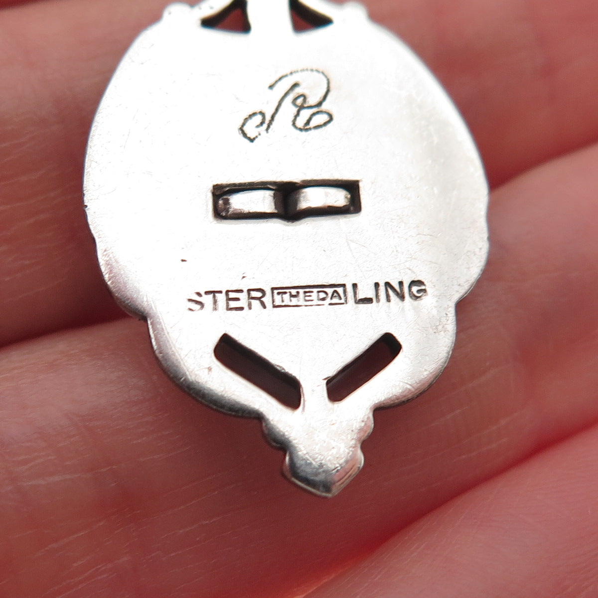 Theda Sterling Antique Art Deco Real MOP & Marcasite Star of David Charm Pendant
