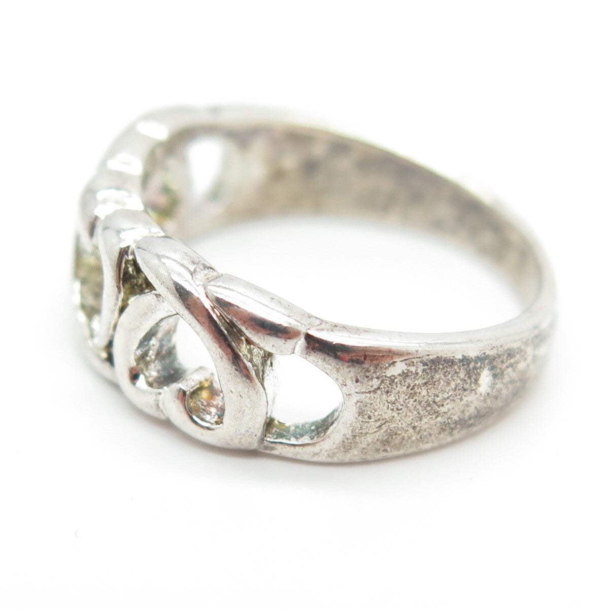 925 Sterling Silver Vintage Loving Heart Ring Size 7.25