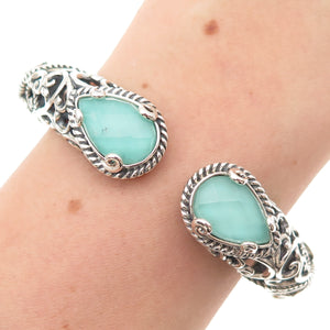 CAROLYN POLLACK 925 Sterling Silver Vintage Real Doublet MOP Swirl Bracelet 6.5"