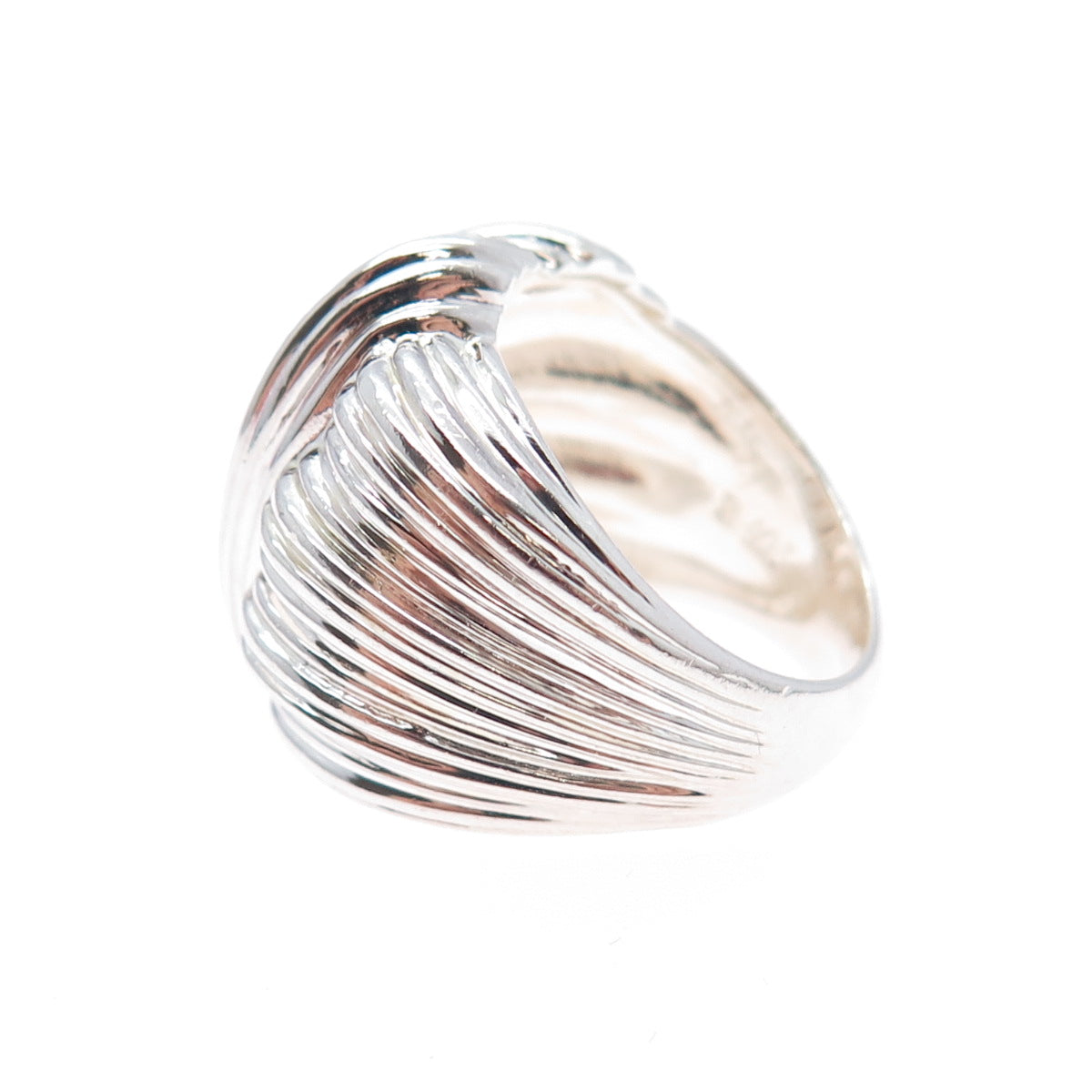 ROSS SIMONS 925 Sterling Silver Vintage Modernist Ribbed Dome Ring Size 6