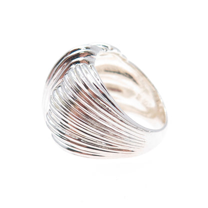 ROSS SIMONS 925 Sterling Silver Vintage Modernist Ribbed Dome Ring Size 6