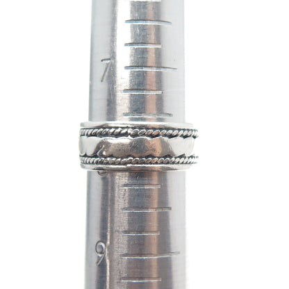 925 Sterling Silver Vintage Roped Oxidized Band Ring Size 8