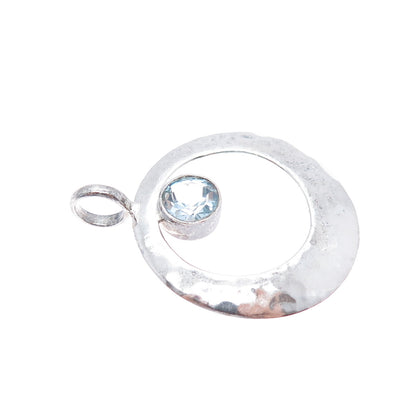 DOMINIQUE DINOUART Sterling Silver Vintage Mexico Blue Topaz Crescent Pendant