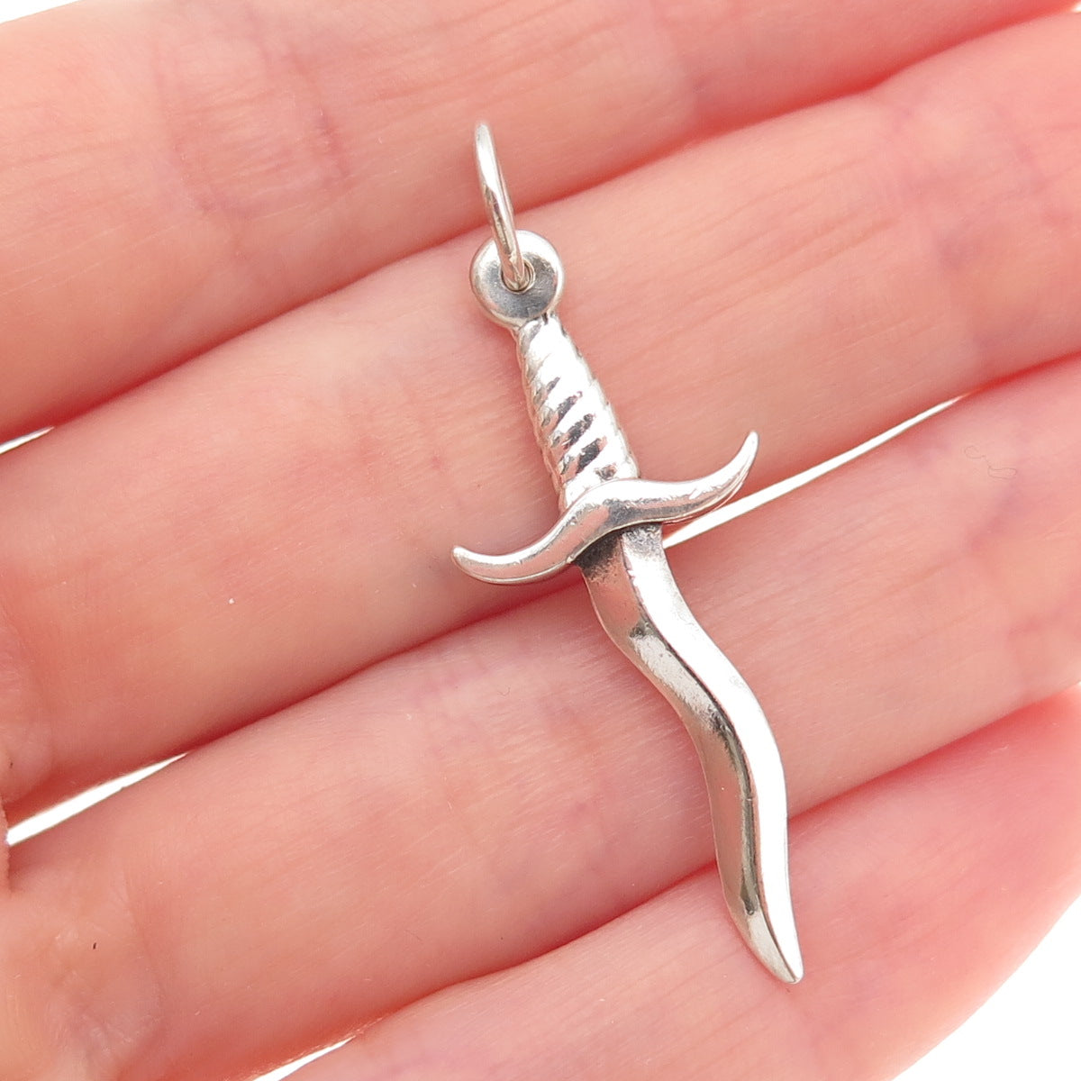 925 Sterling Silver Vintage Dagger Oxidized Charm Pendant