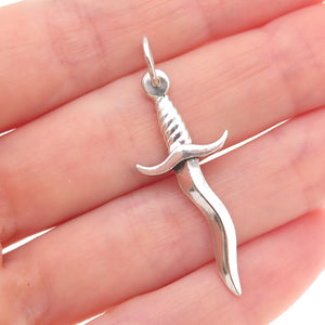 925 Sterling Silver Vintage Dagger Oxidized Charm Pendant