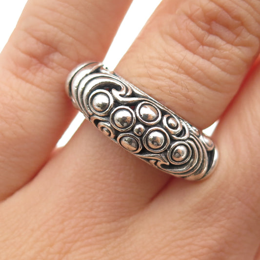 925 Sterling Silver Vintage Ornate Floral Oxidized Ring Size 6.5