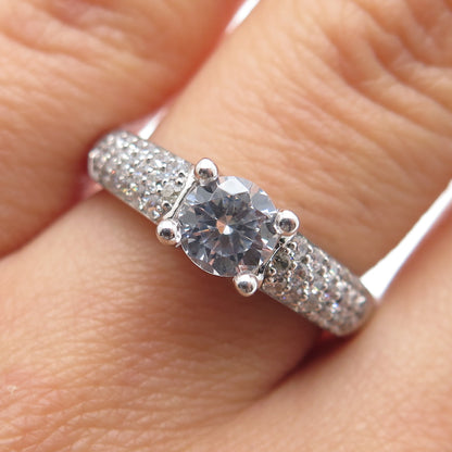 925 Sterling Silver Round-Cut C Z Engagement Ring Size 7.25