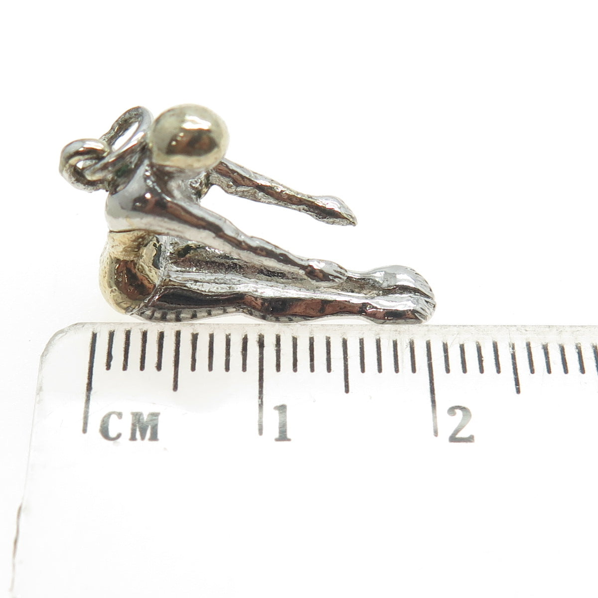 925 Sterling Silver 2-Tone Antique Art Deco Diving Woman Charm Pendant