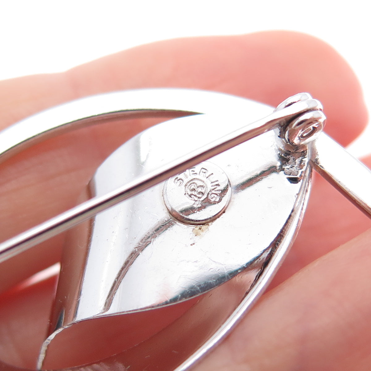 CURTIS CREATIONS Sterling Silver Vintage Real Pearl Modernist Flower Pin Brooch