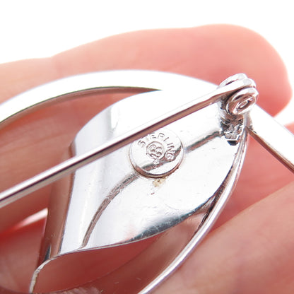 CURTIS CREATIONS Sterling Silver Vintage Real Pearl Modernist Flower Pin Brooch