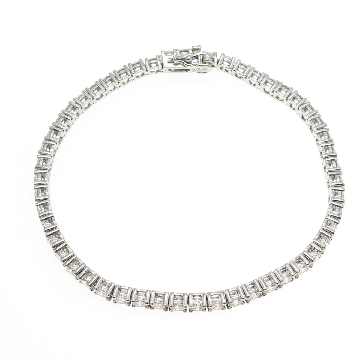 925 Sterling Silver Round-Cut C Z Tennis Link Bracelet 7.75"