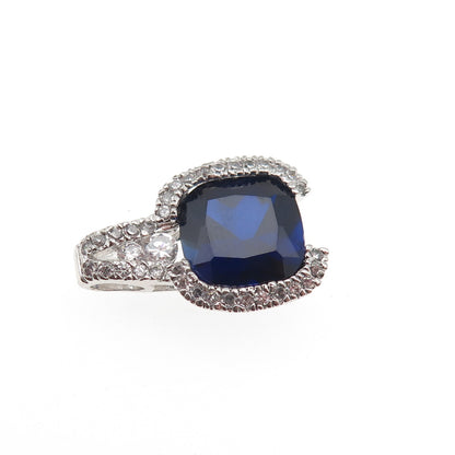 925 Sterling Silver Lab-Created Sapphire & C Z Mini Charm Pendant