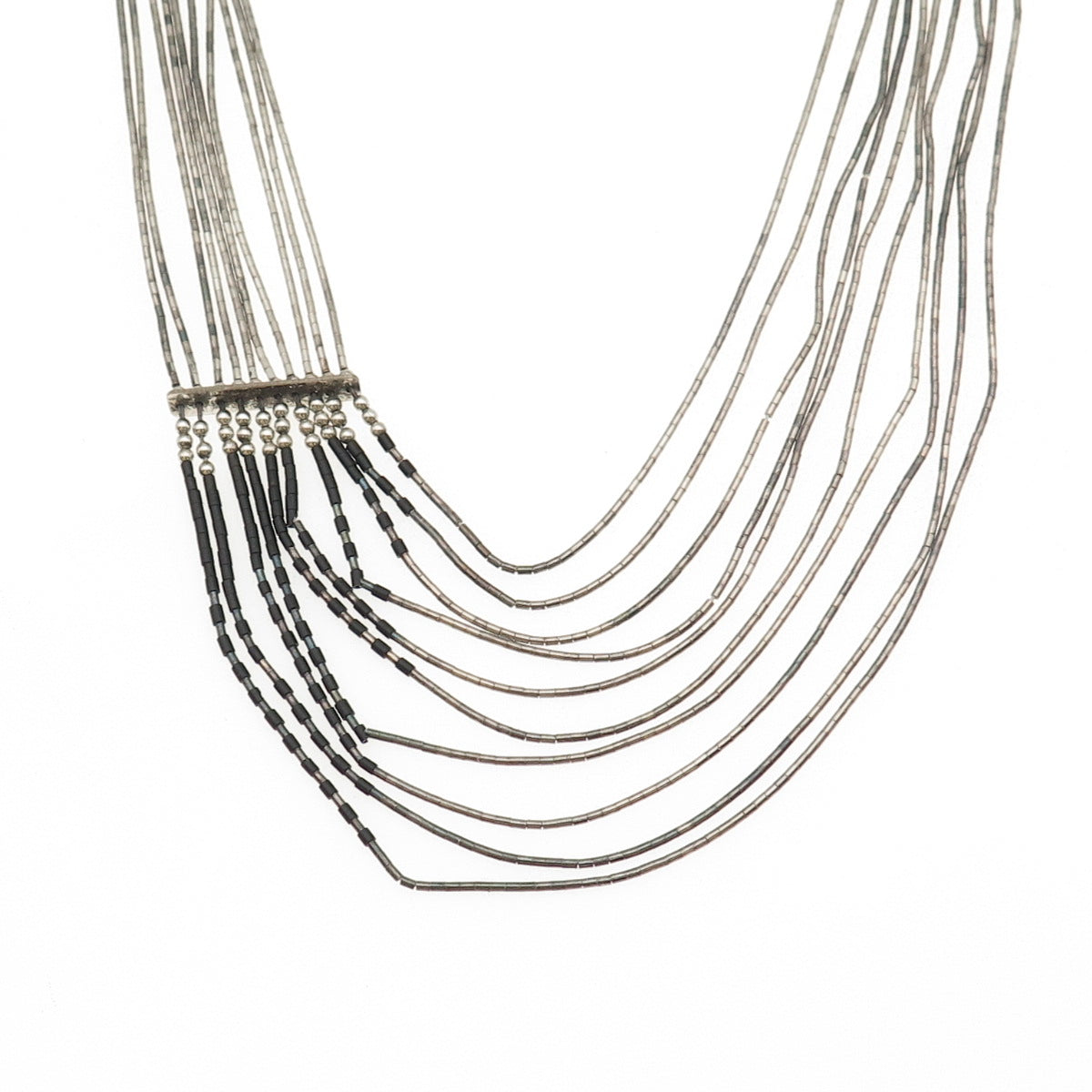 Sensa Eustace Zuni Old Pawn 925 Sterling Black Onyx Liquid Chain Necklace 10"