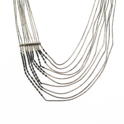 Sensa Eustace Zuni Old Pawn 925 Sterling Black Onyx Liquid Chain Necklace 10"