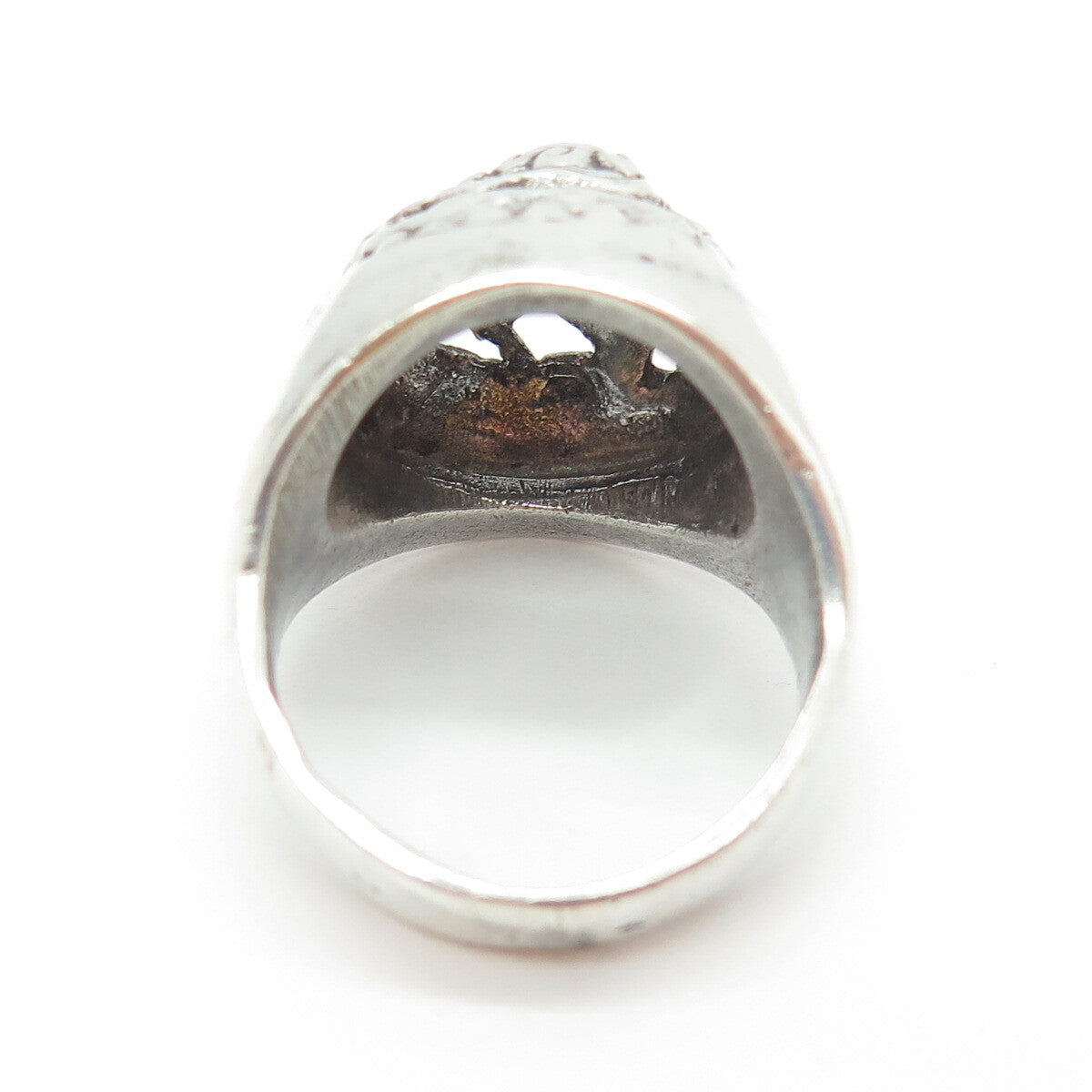 800 Silver Vintage France Chinese Foo Dog Dome Ring Size 10