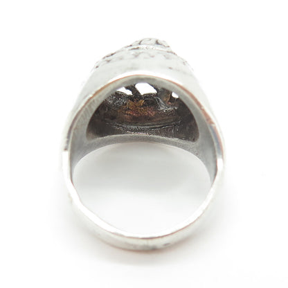 800 Silver Vintage France Chinese Foo Dog Dome Ring Size 10