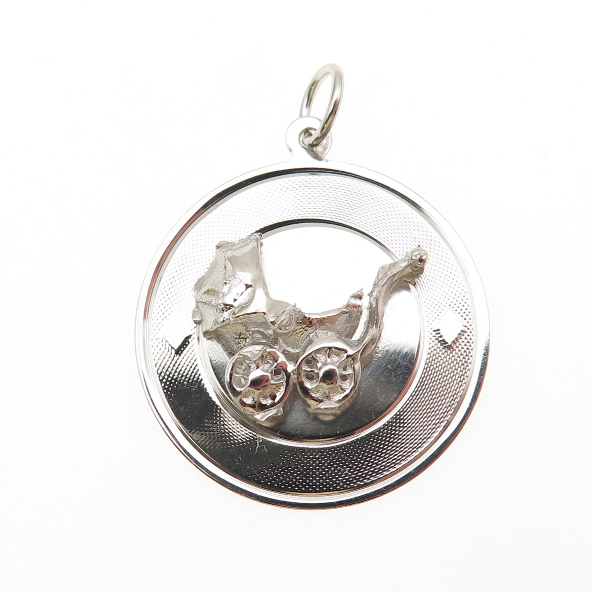 925 Sterling Silver Vintage Baby Stroller Charm Pendant