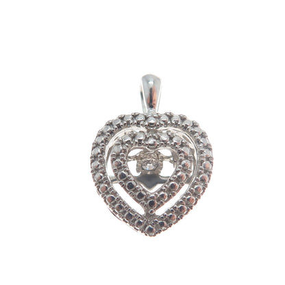 925 Sterling Silver Round-Cut C Z Double Heart Minimalist Charm Pendant