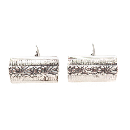 800 Silver Vintage KW Poland Forget Me Not Floral Oxidized Cufflinks