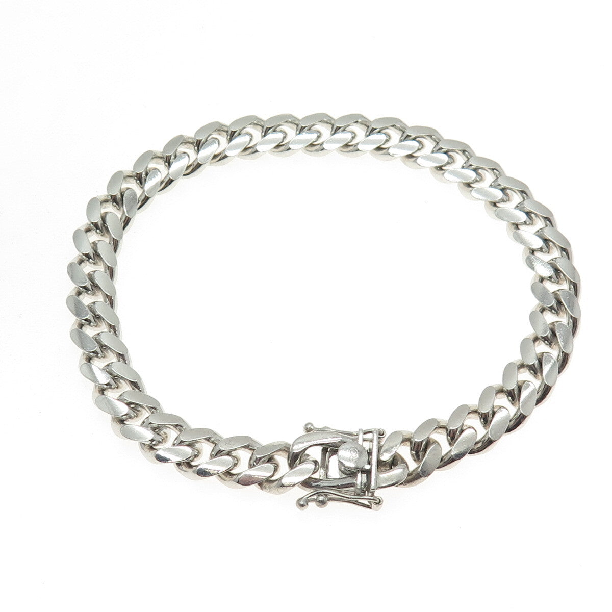 925 Sterling Silver Vintage Italy Cuban Link Bracelet 8.5"