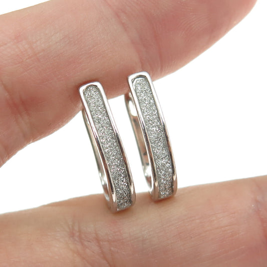 925 Sterling Silver Diamond-Illusion Horseshoe Hoop Earrings