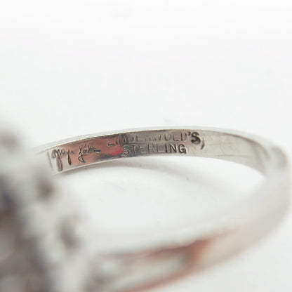 J. JACK LINDENWOLD 925 Sterling Silver Real Amethyst & C Z Ring Size 7