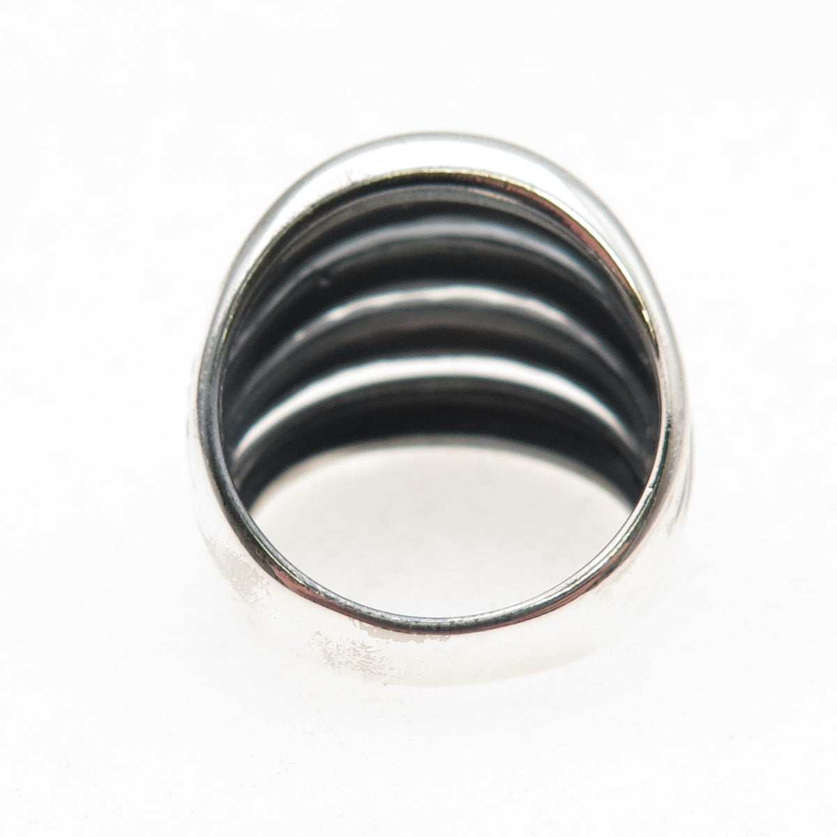 Ted Ott 925 Sterling Silver Vintage Italy Modernist 5-Row Oxidized Ring Size 8
