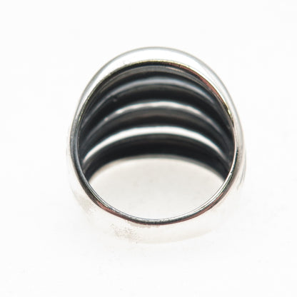 Ted Ott 925 Sterling Silver Vintage Italy Modernist 5-Row Oxidized Ring Size 8