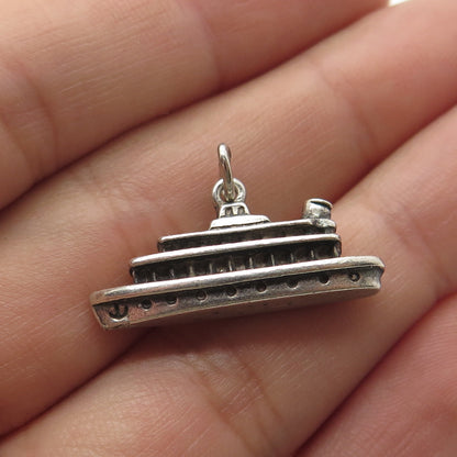 800 Silver Vintage Liner Ship 3D Charm Pendant