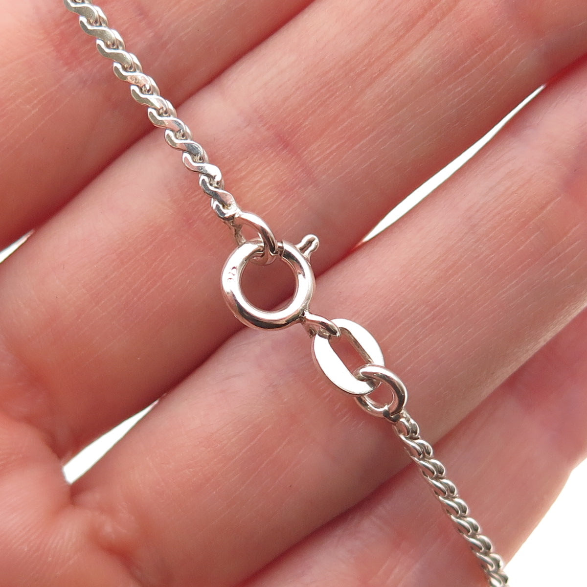 925 Sterling Silver Vintage Italy Enamel Snake Franco Chain Necklace 16"