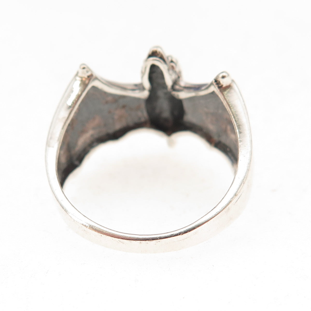 925 Sterling Silver Vintage Bat Oxidized Ring Size 9.25