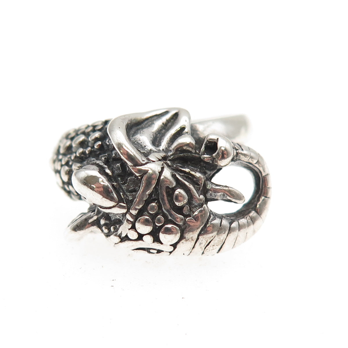 925 Sterling Silver Vintage Elephant Oxidized Ring Size 7