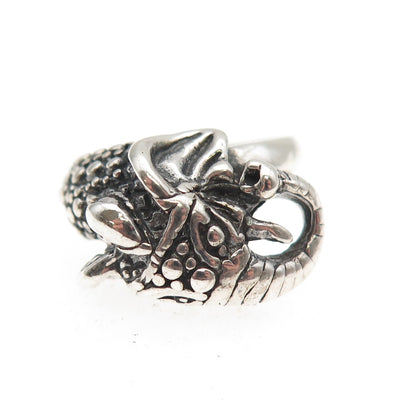 925 Sterling Silver Vintage Elephant Oxidized Ring Size 7