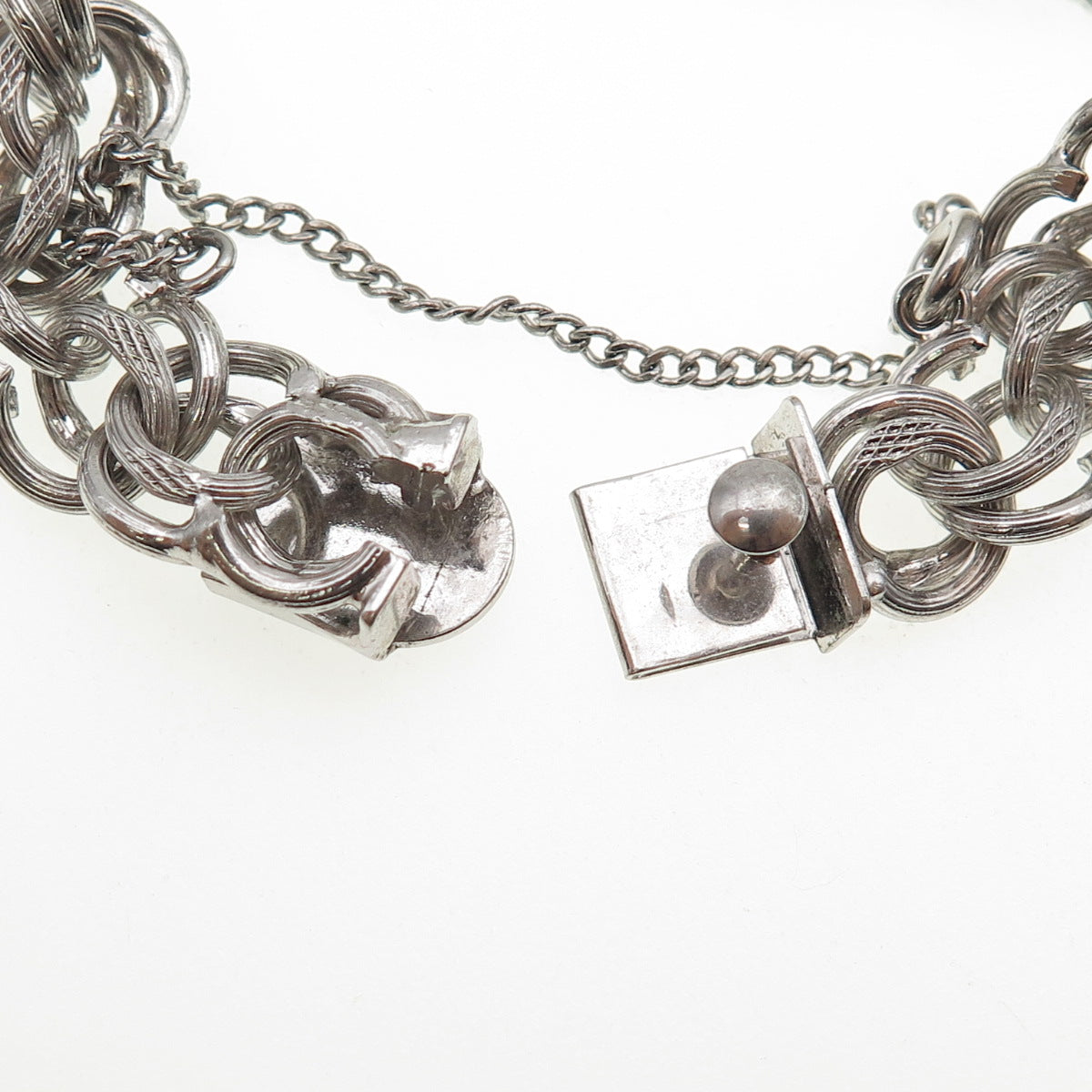A&Z HAYWARD 925 Sterling Silver Antique Art Deco Double Rolo Link Bracelet 7"