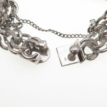 A&Z HAYWARD 925 Sterling Silver Antique Art Deco Double Rolo Link Bracelet 7"