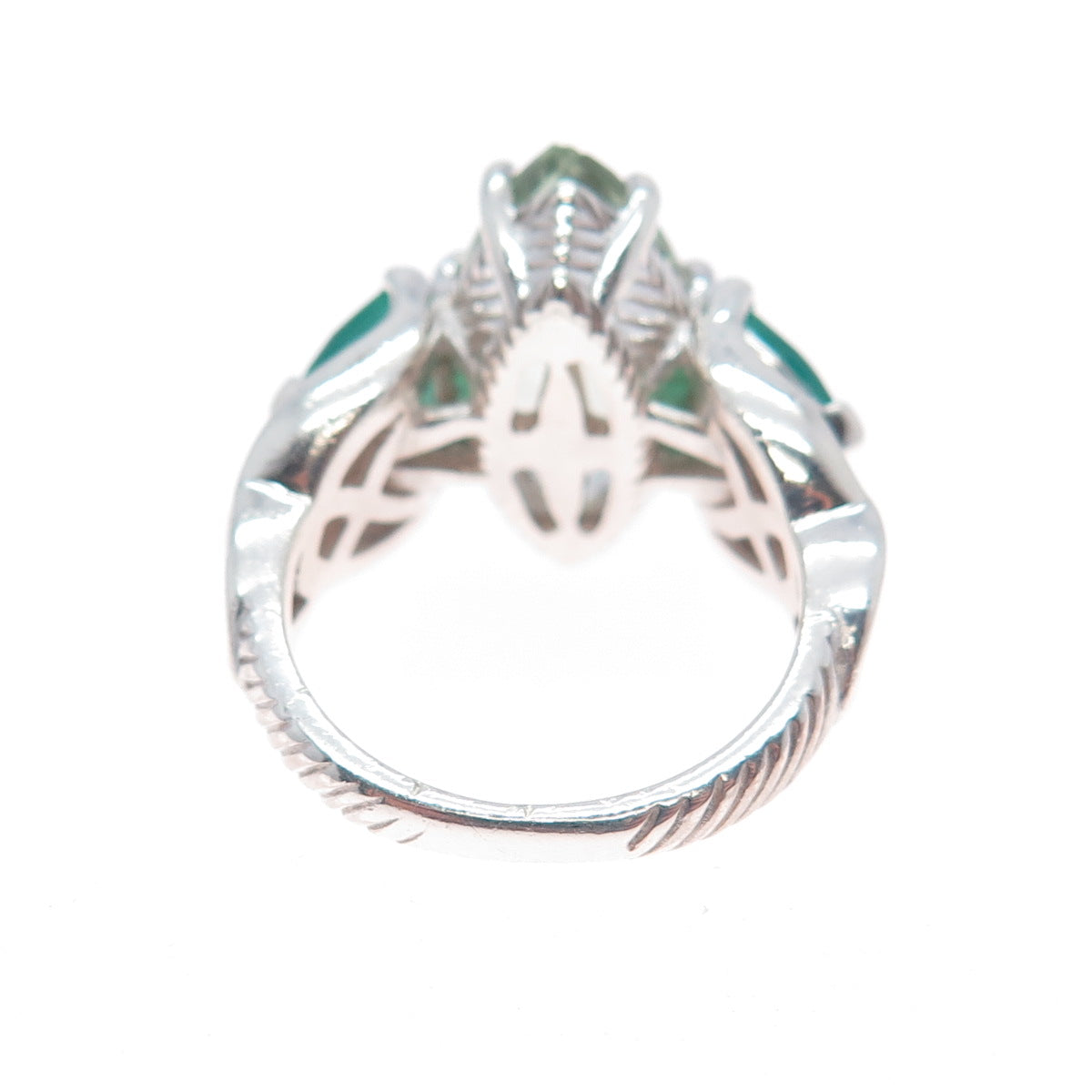 Joe & Betty Harbourne Sterling Vintage Ireland Green Onyx Amethyst Ring Size 6