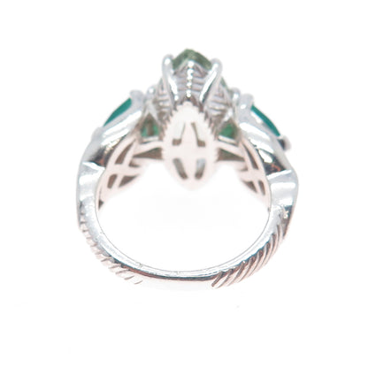 Joe & Betty Harbourne Sterling Vintage Ireland Green Onyx Amethyst Ring Size 6