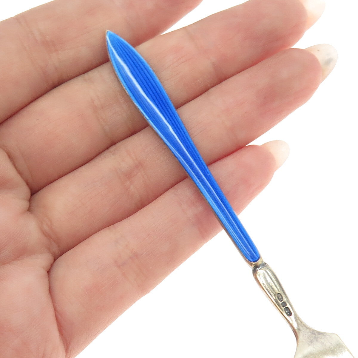OTTAR HVAL 925S Sterling Silver Gold Plated Vintage Norway Enamel Lemon Fork