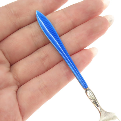 OTTAR HVAL 925S Sterling Silver Gold Plated Vintage Norway Enamel Lemon Fork