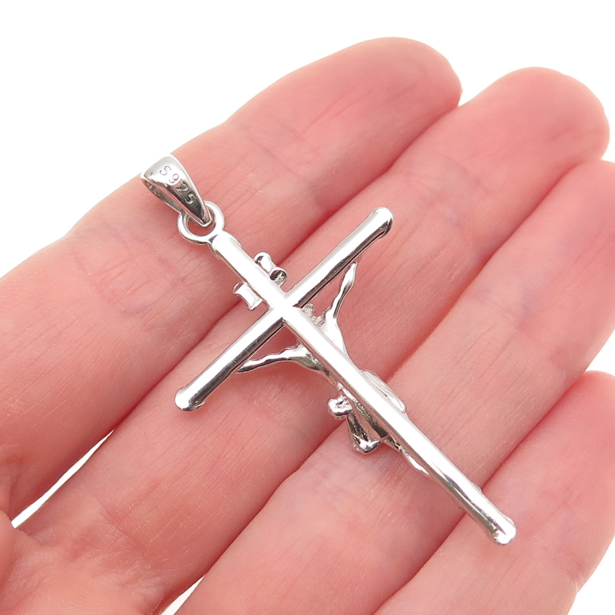 925 Sterling Silver Vintage Crucifix Cross Religious Charm Pendant