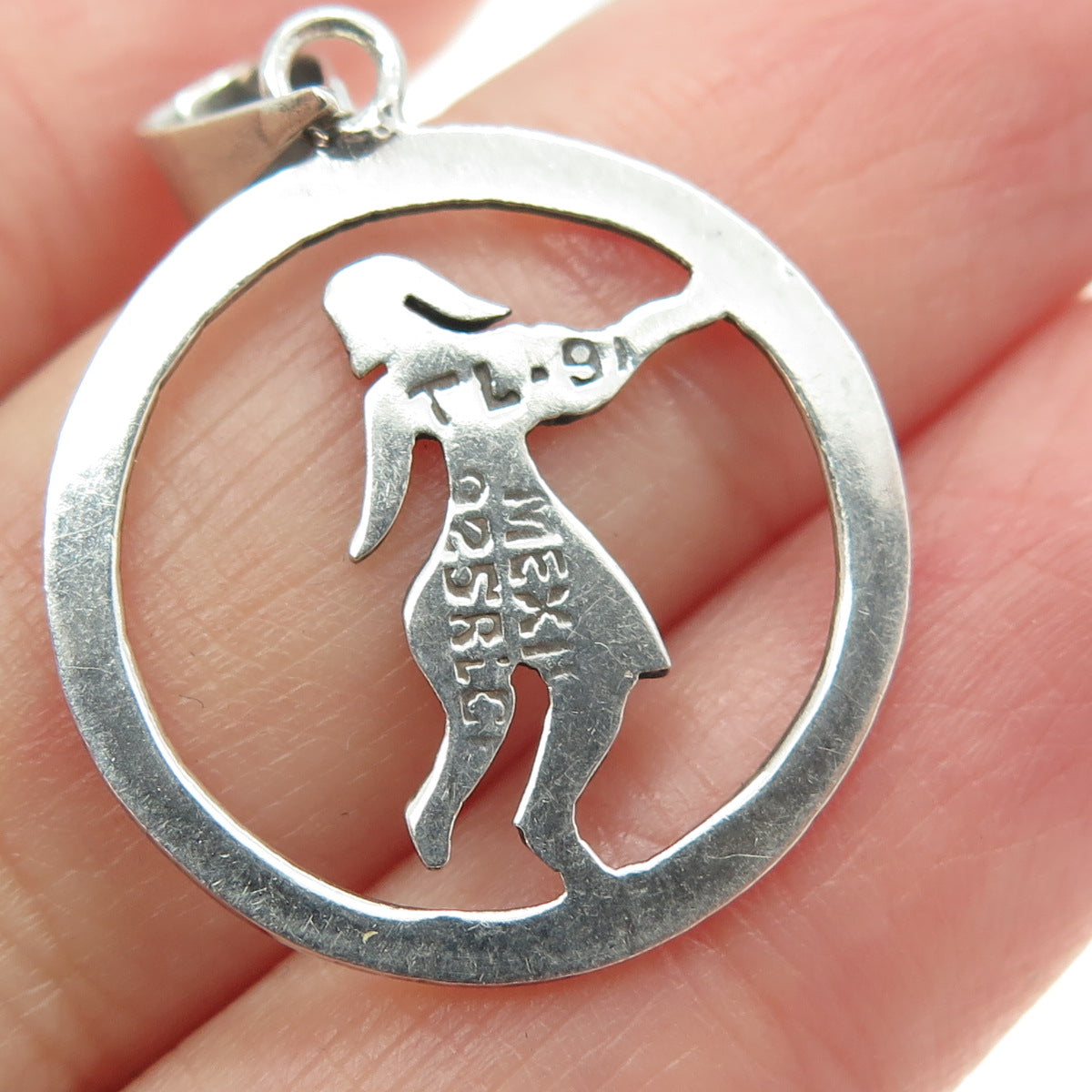 925 Sterling Silver Vintage Mexico Tribal Man Pendant