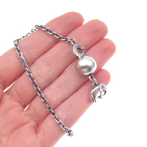 Georg Jensen 925S Sterling Silver Vintage Denmark Elephant Key Fob Chain #46