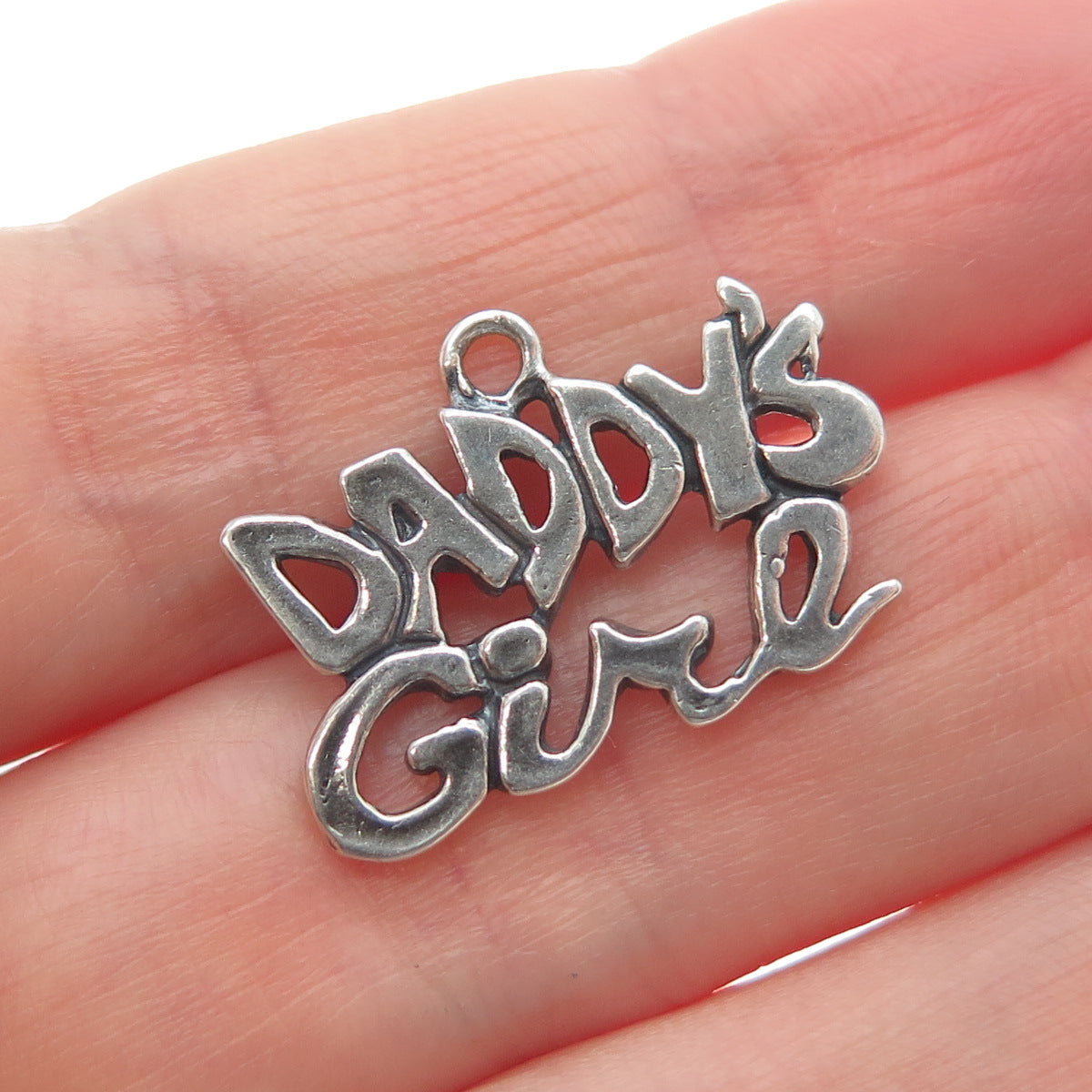 SUNDANCER 925 Sterling Silver Vintage Daddy's Girl Oxidized Mini Charm Pendant